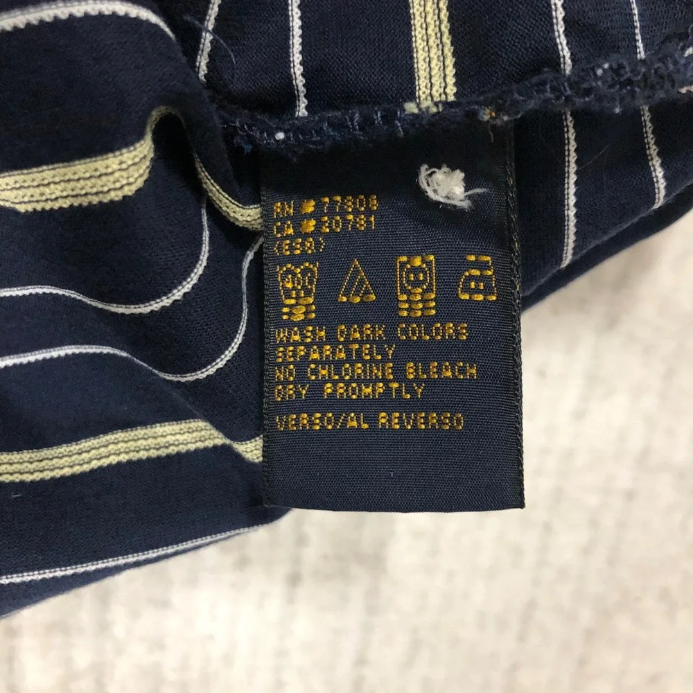 Tommy Hilfiger Golf Mens Polo Shirt Navy Blue Striped Mercerized Cotton Large - Picture 5 of 8